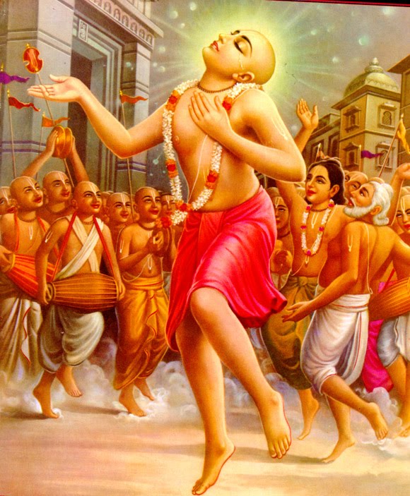 Sri Chaitanya Mahaprabhu dancing in ecstasy